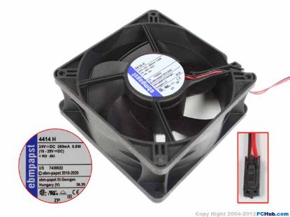 Picture of ebm-papst 4414 H Server - Square Fan 4414H, sq120x120x38, w135x2x2, 24V 8.6W