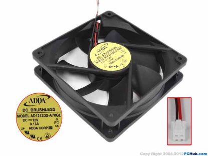Picture of ADDA AD1212DS-A70GL Server - Square Fan G, sq120x120x25, w110x2x2, 12V 0.13A