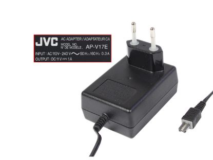 Picture of JVC AC to DC (JVC) AC Adapter - NEW Original 11V 1A, Rectangular Tip, EU 2-Pin Plug, A