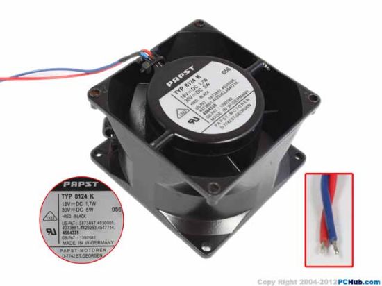 Picture of ebm-papst TYP 8124 K Server - Square Fan sq80x80x38mm, 2-wire, 30V 5W
