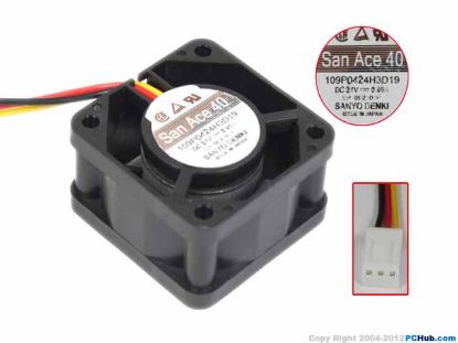 Picture of Sanyo Denki 109P0424H3D19 Server - Square Fan SF40x40x20, w3, 24V 0.09A