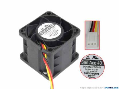 Picture of Sanyo Denki 9GA0424P3G001 Server-Square Fan 24V 0.15A 3-wire