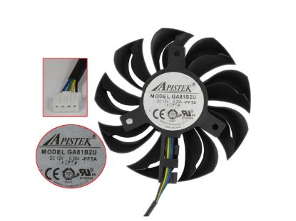 Picture of APISTEK / Rotek GA81B2U Server - Frameless / GPU Fan PFTC, PFTB, PFTA, 12V 0.38A, W50x4x4, D75xC40, Black