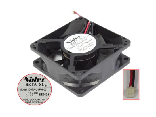 Picture of Nidec D07A-24PH Server - Square Fan 03, sq70x70x25, w20x2x2, 24V 0.11A