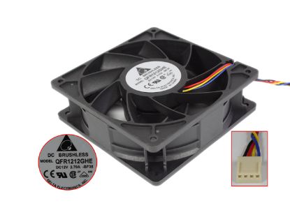 Picture of Delta Electronics QFR1212GHE Server - Square Fan -BF35, sq120x120x38mm, 4-wire, DC 12V 2.70A