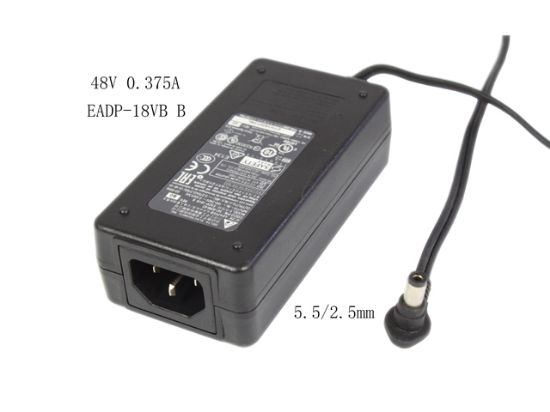 Picture of Delta Electronics EADP-18VB AC Adapter 20V & Above 48V 0.375A, 5.5/2.5mm, C14