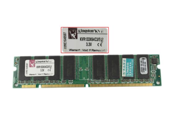 Picture of Kingston KVR133X64C3/512 Desktop Below 1066MHz 512MB, SDRAM-133, PC133, KVR133X64C3/512