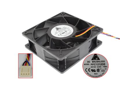 Picture of Delta Electronics PFC1212DE Server - Square Fan  -T8SH, sq120x120x38, 4-wire, 12V 4.80A