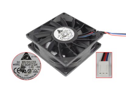 Picture of Delta Electronics FFB0812SH Server - Square Fan -R00, sq80x80x25, w75x3x3, 12V 0.60A