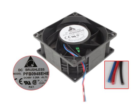 Picture of Delta Electronics PFB0948EHE Server - Square Fan AL73, sq90x90x38, 3-wire, 48V 0.26A