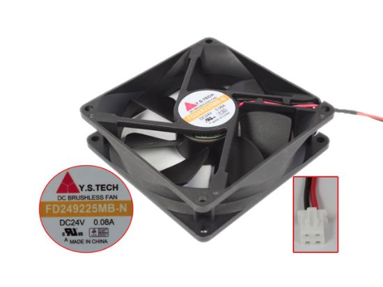 Picture of Y.S TECH FD249225MB Server - Square Fan sq90x90x25, 2-wire, 24V 0.08A