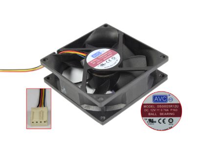 Picture of AVC DS08025R12U Server - Square Fan P163, sq80x80x25mm, w50x4x4, DC 12V 0.70A