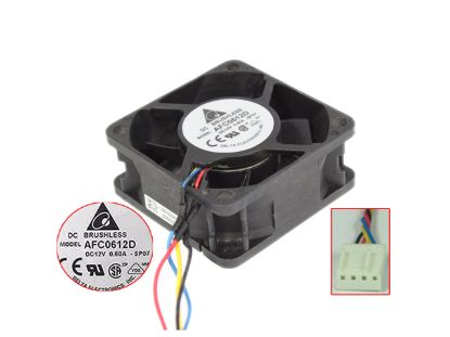 Picture of Delta Electronics AFC0612D Server - Square Fan -SP07, sq60x60x25mm, 4-wire, DC 12V 0.60A