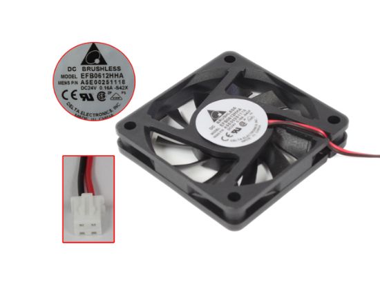 Picture of Delta Electronics EFB0612HHA Server - Square Fan S42X, sq60x60x10mm, 2-wire, 24V 0.16A