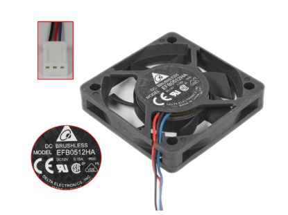Picture of Delta Electronics EFB0512HA Server - Square Fan -R00, sq50x50x10mm, 3-wire, DC 12V 0.15A