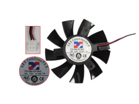 Picture of ARX FS1280-AP184C Server - Frameless / GPU Fan TP, 12V 0.18A, W100x4x4, D75xC40, Black