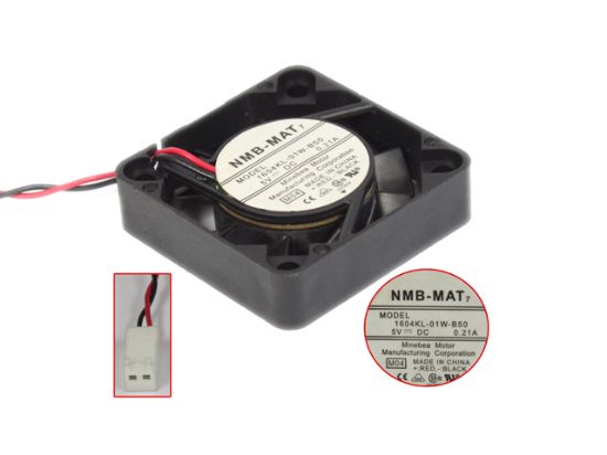 Picture of NMB-MAT / Minebea 1604KL-01W-B50 Server - Square Fan M04, sq40x40x10, 2w, DC 5V 0.21A