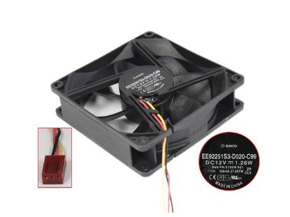 Picture of SUNON EE92251S3-D020-C99 Server - Square Fan X755M, sq92x92x25, 3-wire, 12V 1.26W