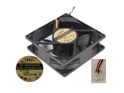 Picture of ADDA AD0824MB-A73GL Server - Square Fan 24V 0.10A, 80X80X25mm 140mm, 3-wire 3-pin