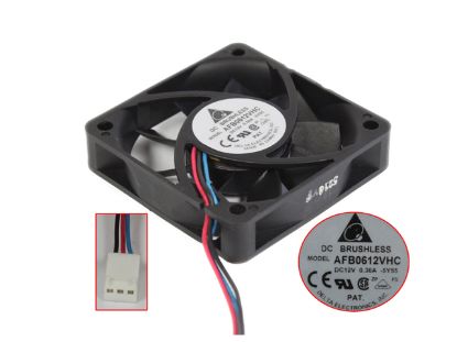 Picture of Delta Electronics AFB0612VHC Server - Square Fan -5Y55, sq60x60x15mm, 3-wire, DC 12V 0.36A