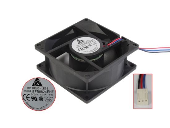 Picture of Delta Electronics EFB0824EHF Server - Square Fan F00, 24V0.35A, sq80x80x32mm, 3W