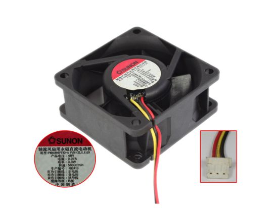 Picture of SUNON PMD4806PTB3-A Server - Square Fan (2).U.F.GN, sq60x60x25mm, DC 48V 3.3W, 3-wire
