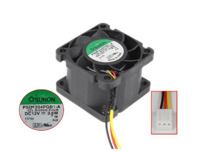 Picture of SUNON PSD1204PQB1-A Server - Square Fan (2).B3920.F.GN, sq40x40x28mm, w80x3x3, DC 12V 3.6W
