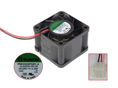 Picture of SUNON PMD2404PQB1-A Server - Square Fan (2).B2639.GN.155, sq40x40x28mm, w80x2x2, DC 26V 3.
