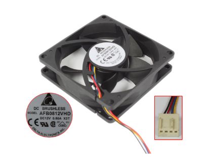 Picture of Delta Electronics AFB0812VHD Server - Square Fan X3T, sq80x80x20, 4w, DC 12V 0.5A