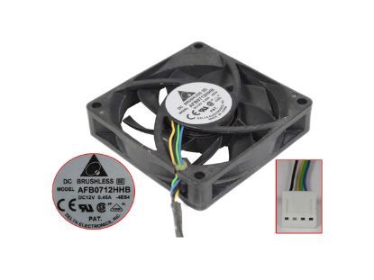 Picture of Delta Electronics AFB0712HHB Server - Square Fan -4E54, 4E50,  sq70x70x15mm, 4-wire, DC 12V 0.45A