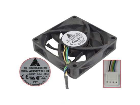 Picture of Delta Electronics AFB0712HHB Server - Square Fan -4E54, 4E50,  sq70x70x15mm, 4-wire, DC 12V 0.45A