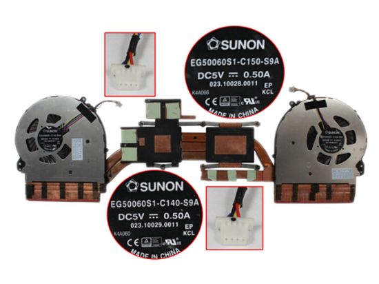 Picture of SUNON EG50060S1-C150-S9A Cooling Fan 788600-001， DC 5V 0.50A Cooling Heatsink 2Fan