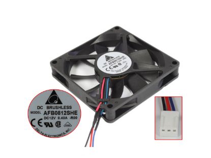 Picture of Delta Electronics AFB0812SHE Server - Square Fan -R00, sq80x80x15, w100x3x3, DC 12V 0.4A
