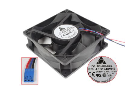 Picture of Delta Electronics AFB1248VHE Server - Square Fan -7C60, sq120x120x38, w245x3x3, 48V 0.27A