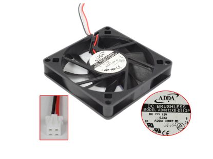 Picture of ADDA AD0812XB-D91GP Server - Square Fan S, sq80x80x15, 2-wire, 12V 0.38A