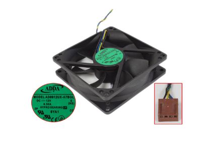 Picture of ADDA AD0912UX-A7BGL Server - Square Fan S, (ZD2), sq92x92x25, w155x4x4, 12V 0.5A