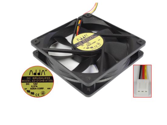 Picture of ADDA AD1212HB-A72GL Server - Square Fan sq120x120x25, 3-wire, 12V 0.37A