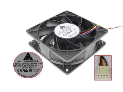 Picture of Delta Electronics QFR1212EHE Server - Square Fan 7C95, sq120x120x38, 4-wire, 12V 1.50A