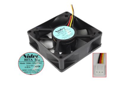 Picture of Nidec D08A-12PM Server - Square Fan 03H1, sq80x80x25mm, 3-wire, 12V 0.08A