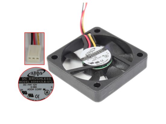 Picture of ADDA AD0512LB-G72 Server - Square Fan S, sq50x50x10mm, w50x3x3, 12V 0.09A