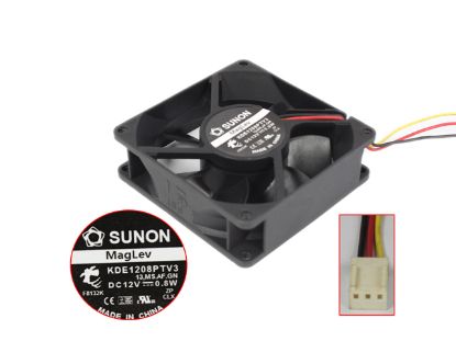 Picture of SUNON KDE1208PTV3 Server - Square Fan 13.MS.AF.GN, sq80x80x25mm, DC 12V 0.8W, 3-wire