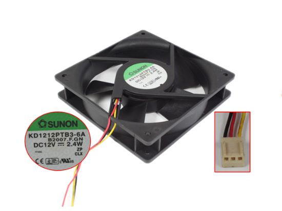 Picture of SUNON KD1212PTB3-6A Server - Square Fan B2007.F.GN, SF120x120x25, w120x3x3, 12V 2.4W