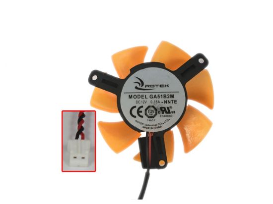 Picture of Other Brands ROTEK Server - Frameless / GPU Fan GA51B2M, -NNTE, DC 12V 0.15A, C39mm, orange