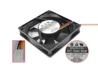 Picture of Sanyo Denki 109P1224H4D011  Server - Square Fan sq120x120x25, 3-wire, 24V0.24A