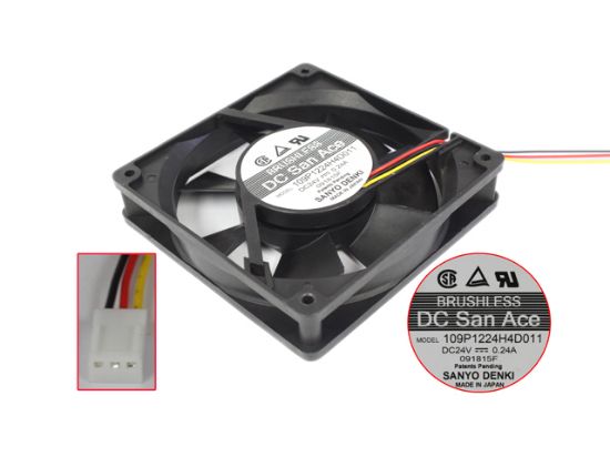 Picture of Sanyo Denki 109P1224H4D011  Server - Square Fan sq120x120x25, 3-wire, 24V0.24A