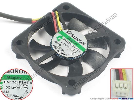 Picture of SUNON GM1204PEV1-8 Server - Square Fan B4484.F.GN, sq40x40x7mm, 3-wire, DC 12V 0.7W