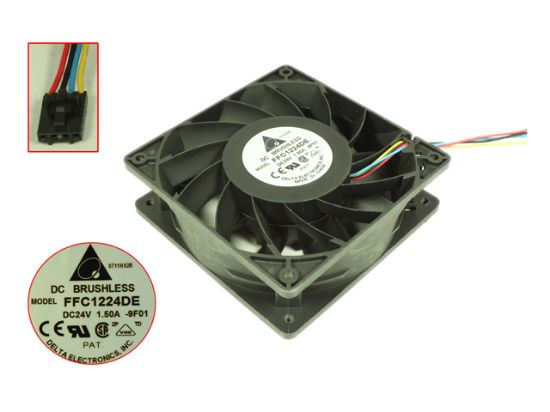 Picture of Delta Electronics FFC1224DE Server - Square Fan -9F01, sq120x120x38mm, 4-wire, DC 24V 1.50A