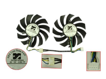 Picture of ARX FS1280-AP084A Server - Frameless / GPU Fan 12V0.35A, ffDia.74mm, CC36mm, 2 Fans, 6Wx4P, Black