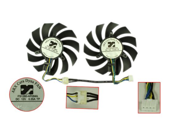 Picture of ARX FS1280-AP084A Server - Frameless / GPU Fan 12V0.35A, ffDia.74mm, CC36mm, 2 Fans, 6Wx4P, Black