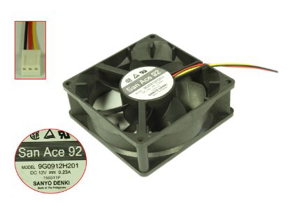 Picture of Sanyo Denki 9G0912H201 Server - Square Fan 12V0.23A, sq90x90x32mm, 3W